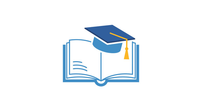 Graduation Cap on Open Book Illustration.