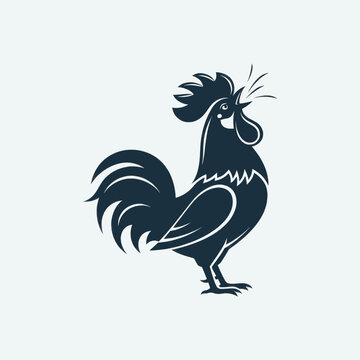 Illustration of a Rooster with Bold Lines.