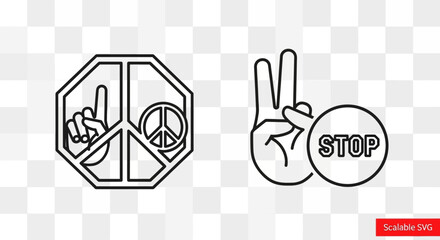 Hand Signs Peace Stop Warning Gesture.