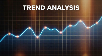 A digital representation of trend analysis, showing a fluctuating line graph against a grid background, illustrating data trends over time.