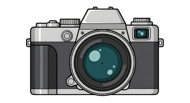 Digital single lens reflex camera isolated on transparent background
