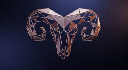 Geometric Aries Ram Head Sculpture Abstract Art. © Bengil