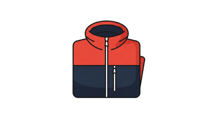 Folded Red and Navy Blue Outdoor Jacket. © Bengil