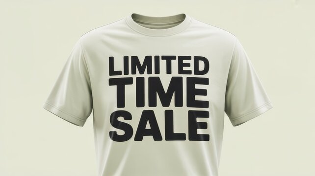 Stylish photo of White t-shirt with black limited time sale text mockup