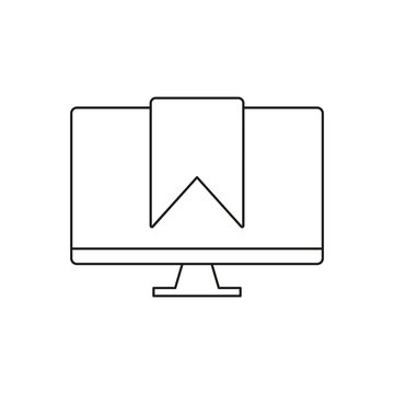 Bookmark ribbon save on computer monitor icon