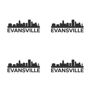 Evansville skyline graphic repeated four times on a white background