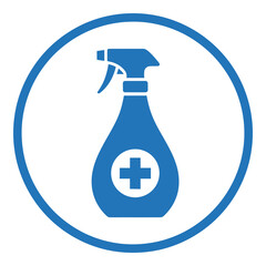 Fototapeta premium Blue spray bottle with cross symbol inside a circle icon icon