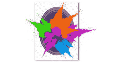 Obraz premium Colorful paint splatters on a gray speaker creative expression and music concept