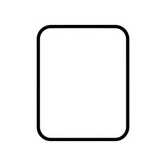 A minimalist black rectangular frame with rounded corners on a clean white background, ideal for design and mockup purposes.