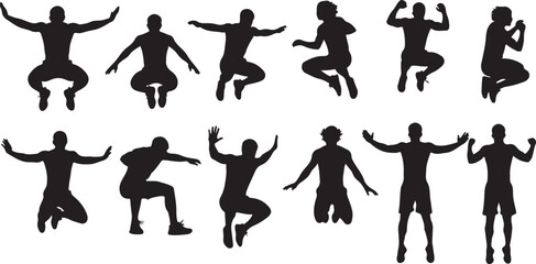 Fototapeta premium Silhouettes of people in various dance poses and movements