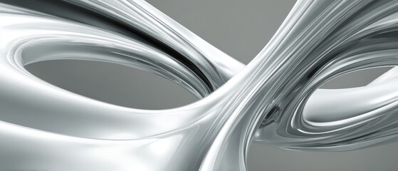 Abstract Metallic Flow: An artistic depiction of fluid metal forms intertwining against a neutral backdrop, embodying dynamic motion and modern aesthetic.