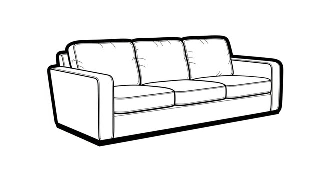 Comfortable three-seater sofa with soft cushions and armrests for relaxation and home decor.