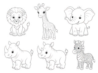 Obraz premium Collection of whimsical cartoon characters with varying facial expressions and accessories