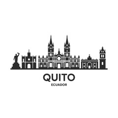 Obraz premium Quito skyline illustration featuring prominent churches and cityscape elements