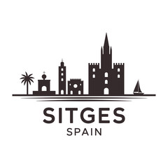 Sitges spain a stylized silhouette of the coastal cityscape