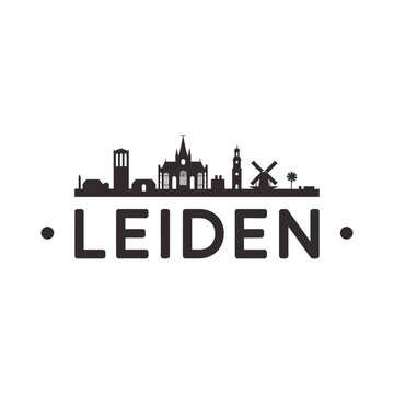 A silhouetted skyline of leiden netherlands with the city s name