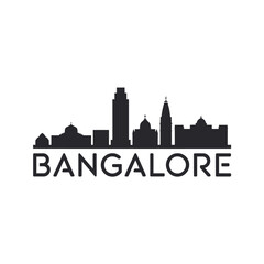 Fototapeta premium Bangalore skyline silhouette with city name prominently displayed below