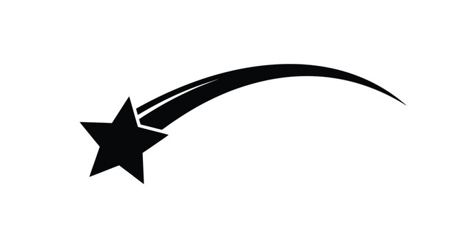A dark shooting star streaks across a white background a striking silhouette