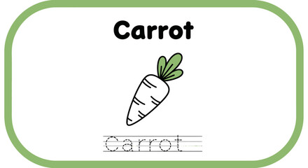 Carrot tracing worksheet for kids learning