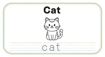 Cat tracing worksheet for kids learning