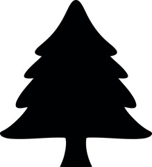 Silhouette of Pine Tree Icon Isolated on White Background for Christmas and Nature Designs