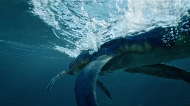 Tylosaurus Swimming Through an Ancient Prehistoric Ocean