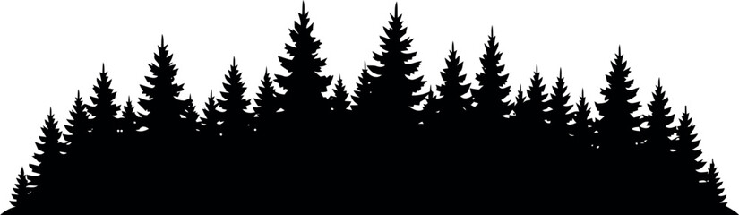 Pine Tree Forest Silhouette Vector Isolated on White Background for Nature and Outdoor Designs © MDSafwan