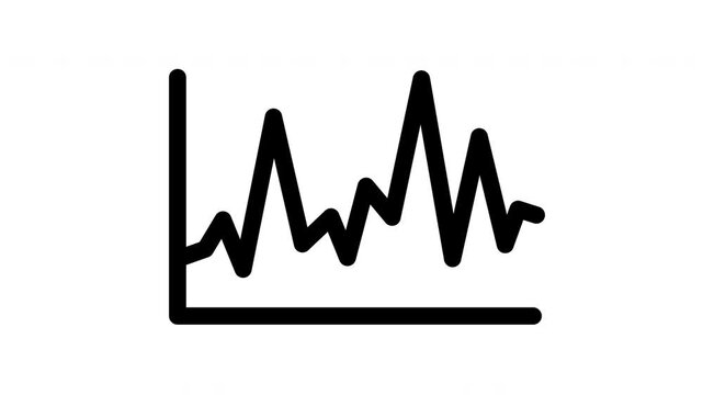 Line chart icon animation for business analytics on transparent background