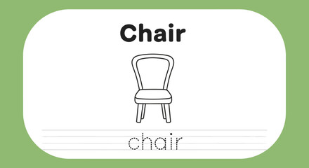Chair Flashcard for Kids Learning, Coloring Page