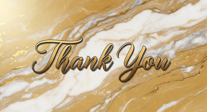 Golden marble background with thank you text in elegant cursive font