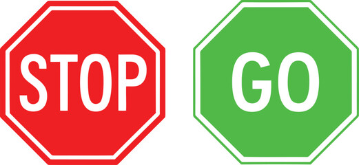 Contrasting stop and go signals on octagonal signs