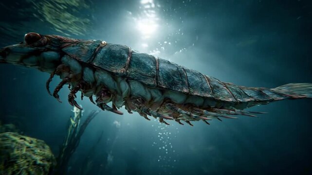 Anomalocaris Swimming in the Ancient Ocean