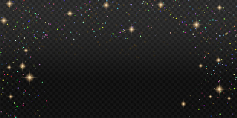 Obraz premium Glittering starry night sky with sparkling lights and constellation pattern vector illustration