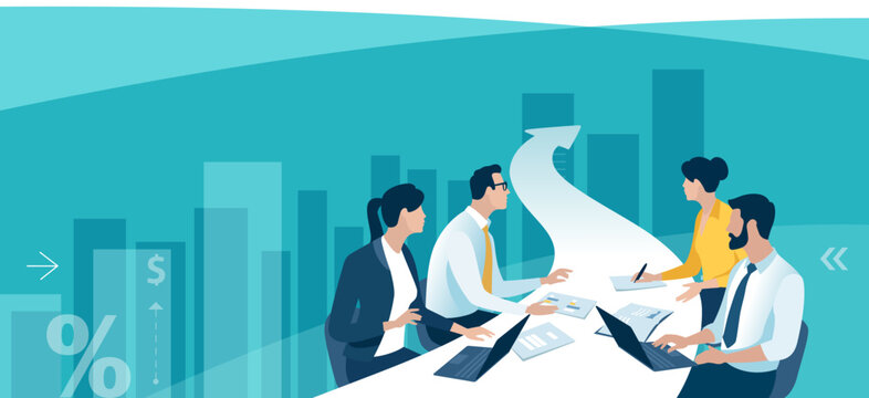 Financial growth. The path to growth. Profit concept. Successful business strategy. Vector illustration.
