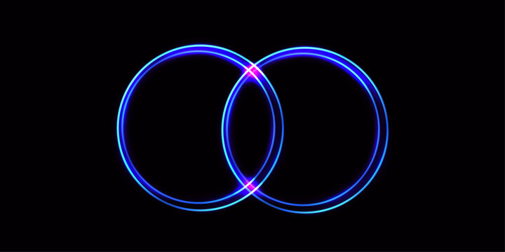 Glowing circle neon blue light effect silhouette illustrator vector with blue background