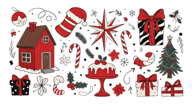 Christmas objects and decorations isolated on transparent background is not possible however a christmas collage