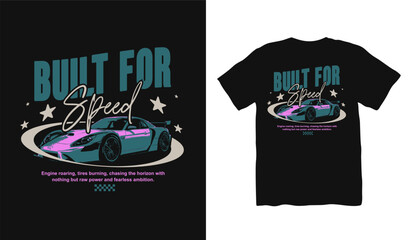 Racing car streetwear t shirt design, urban t shirt, Retro 90s t shirt design, California street race design, Street Racing, street style fashion, urban trendy t-shirt design, Racing club Illustration