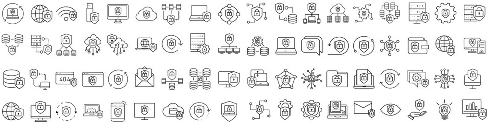 Fototapeta premium Firewall vector icon set. Cybersecurity Illustration sign collection. Computer antivirus symbol. Data protection logo.