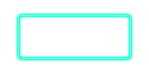 Obraz premium Greenish cyan neon shape rectangle on transparent PNG. 
