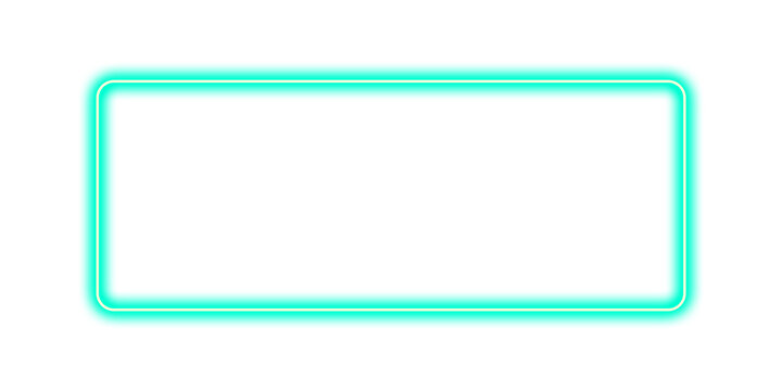 Greenish cyan neon shape rectangle on transparent PNG. 