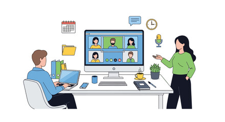 Online Meeting Participants Engaging in Virtual Collaboration.