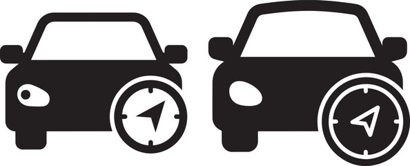Naklejka premium Silhouette car with navigation icon