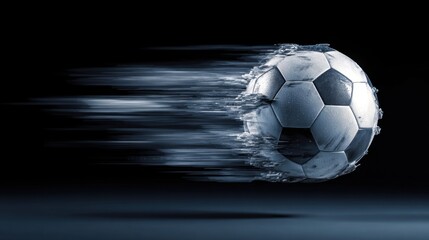 Naklejka premium Soccer ball moving with speed and motion blur effect