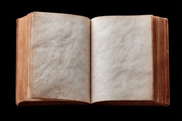 Naklejka premium Antique open book blank pages on dark studio background aged