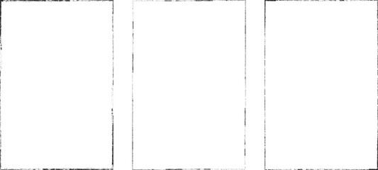 Set of vector border frames with rough edges . Rectangular frame template collection . distress texture . Grunge tiny frame borders isolated on the background . Rough edges effect .
