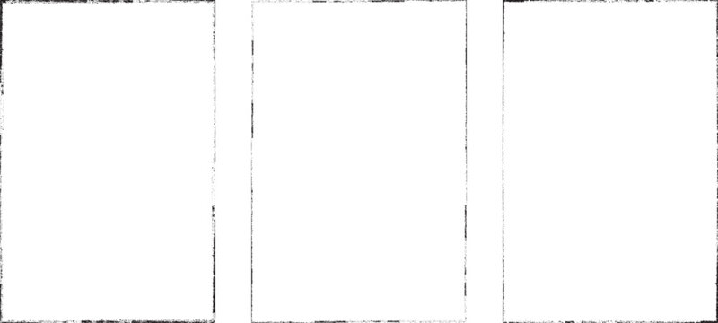 Set of vector border frames with rough edges . Rectangular frame template collection . distress texture . Grunge tiny frame borders isolated on the background . Rough edges effect .
