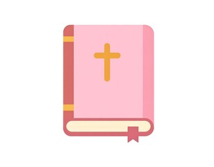 Fototapeta premium Pink religious book with a gold cross on cover, bookmark, and spine details