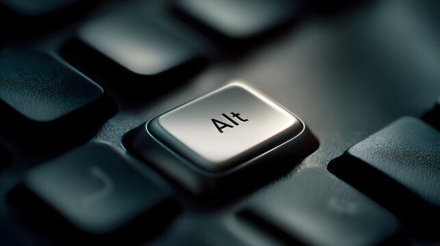 Title: Close-up of a Computer Keyboard with Silver Alt Key for Technology and Alternative Concepts