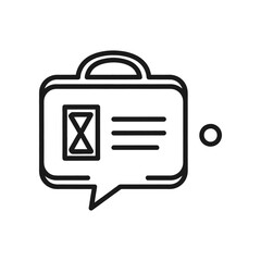 Minimalist travel luggage icon with chat bubble digital communication concept flat design