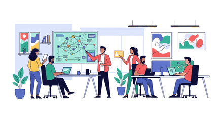 Team Collaborating on Project Strategy in Modern Office.